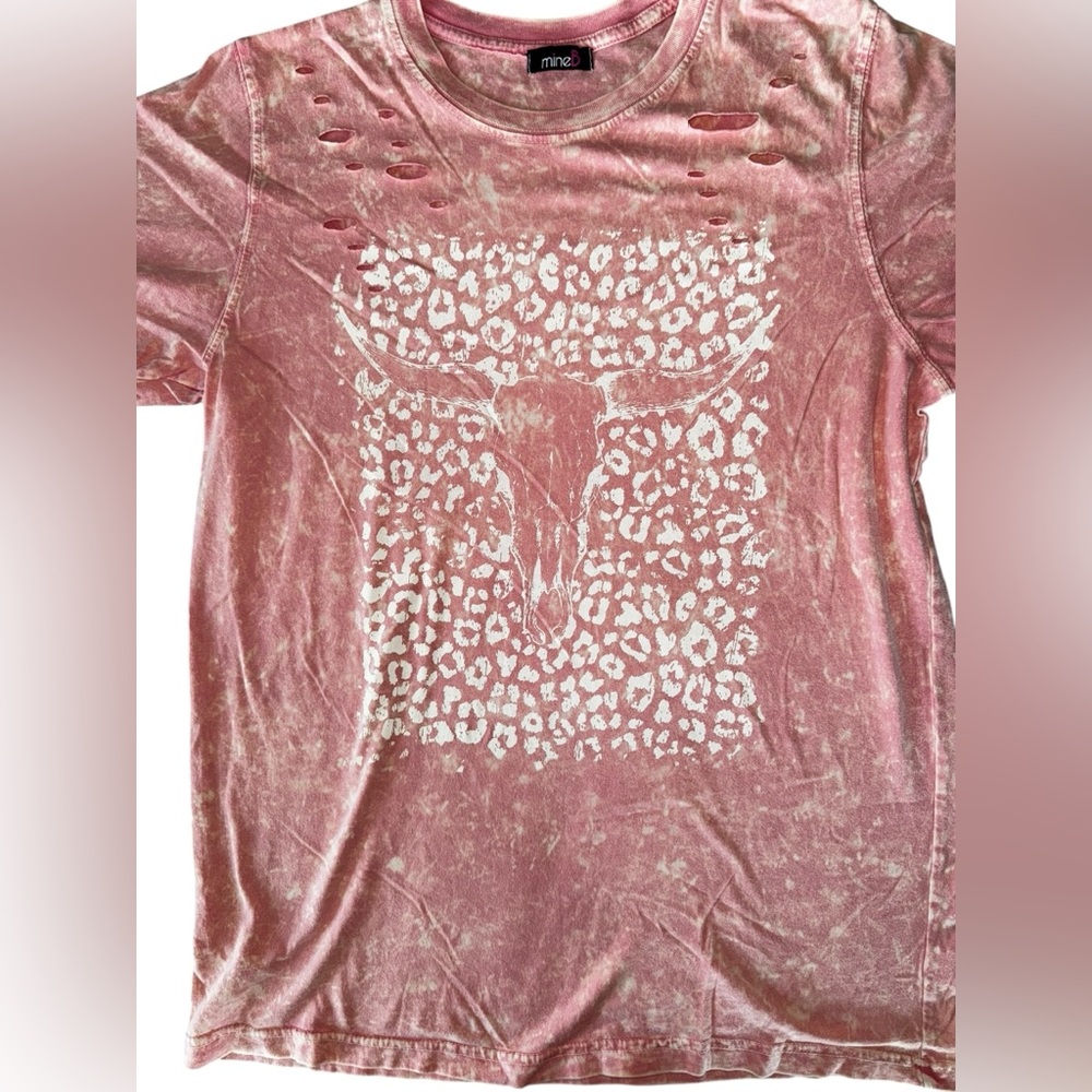 Pink Distressed Graphic Tee